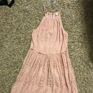 Rose pink lace dress